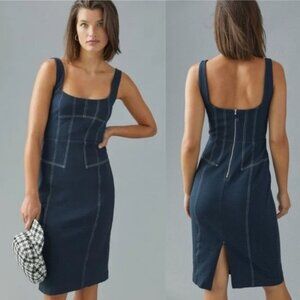 Anthropologie Maeve Sew it Seams Dark Blue Midi Dress 6